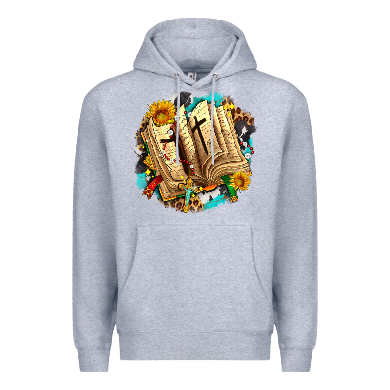 Cross With Bible And Sunflowers Premium Hoodie by AdoDesignShop | Teevron