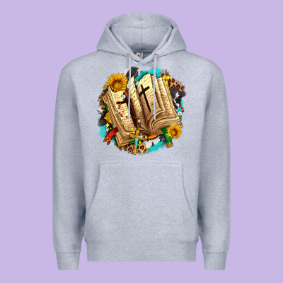 Cross With Bible And Sunflowers Premium Hoodie Designed By Adodesignshop