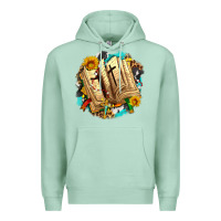 Seafoam cross with bible and sunflowers Premium Hoodie - AdoDesignShop