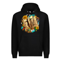 Black cross with bible and sunflowers Premium Hoodie - AdoDesignShop