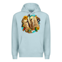 Blue Mist cross with bible and sunflowers Premium Hoodie - AdoDesignShop