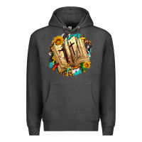 Charcoal Heather cross with bible and sunflowers Premium Hoodie - AdoDesignShop
