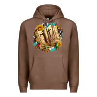 Chestnut cross with bible and sunflowers Premium Hoodie - AdoDesignShop