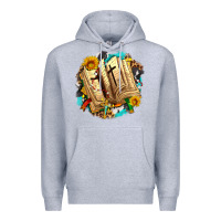 Heather Grey cross with bible and sunflowers Premium Hoodie - AdoDesignShop