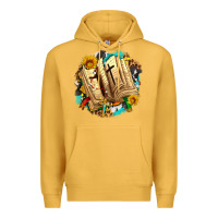 Mustard cross with bible and sunflowers Premium Hoodie - AdoDesignShop