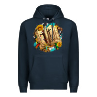 Navy cross with bible and sunflowers Premium Hoodie - AdoDesignShop