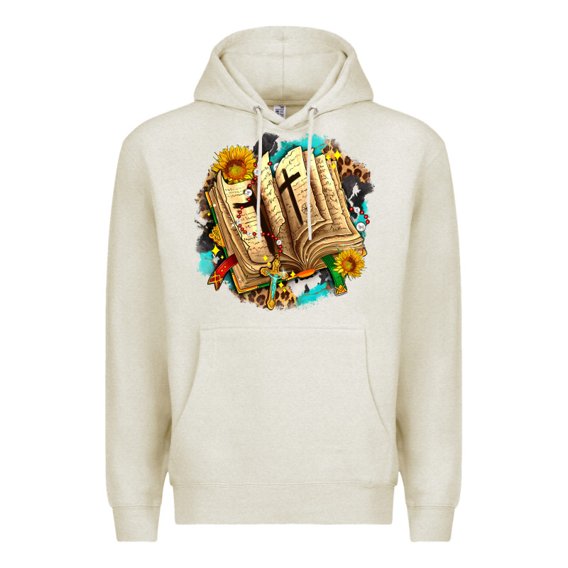Cross With Bible And Sunflowers Premium Hoodie by AdoDesignShop | Teevron