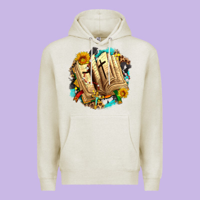 Cross With Bible And Sunflowers Premium Hoodie Designed By Adodesignshop