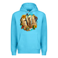 Ocean Blue cross with bible and sunflowers Premium Hoodie - AdoDesignShop