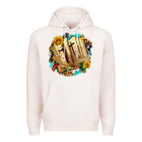 Pale Pink cross with bible and sunflowers Premium Hoodie - AdoDesignShop