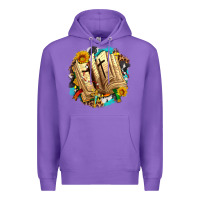 Purple cross with bible and sunflowers Premium Hoodie - AdoDesignShop