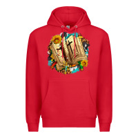 Red cross with bible and sunflowers Premium Hoodie - AdoDesignShop
