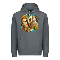 Rock cross with bible and sunflowers Premium Hoodie - AdoDesignShop
