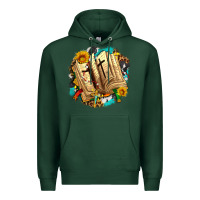 Sports Green cross with bible and sunflowers Premium Hoodie - AdoDesignShop
