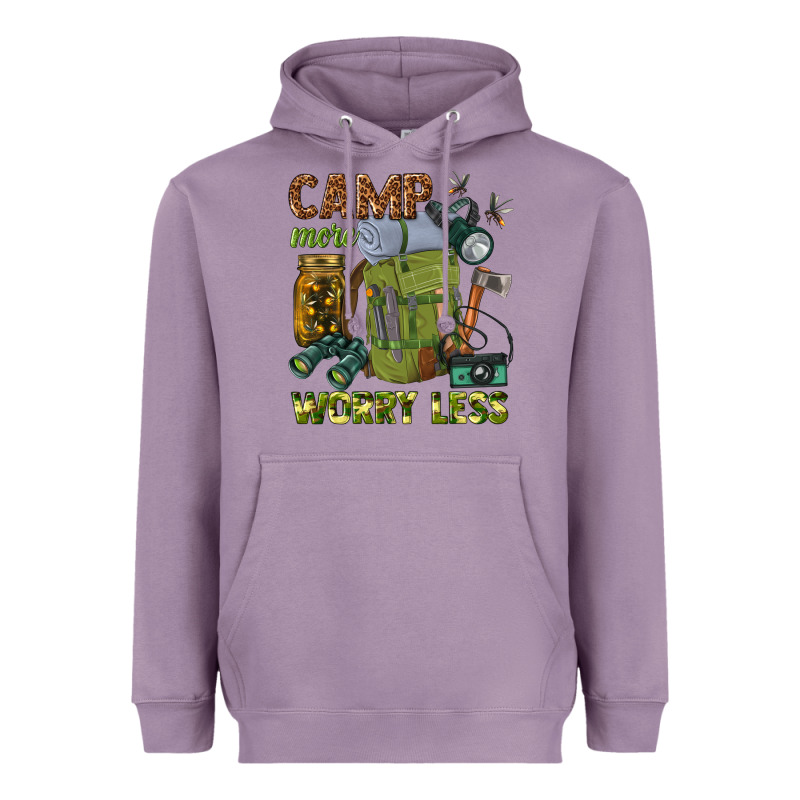 Camp More Worry Less Heavyweight Hoodie by texasbilliewilder | Teevron