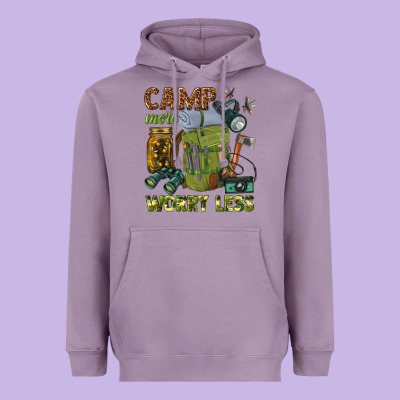 Camp More Worry Less Heavyweight Hoodie Designed By Texasbilliewilder