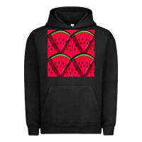 Pigment Black Watermelon Slices Seamless Pattern Urban Hoodie - BundleAndBundleShop