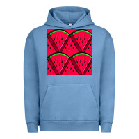 Pigment Pebble Blue Watermelon Slices Seamless Pattern Urban Hoodie - BundleAndBundleShop