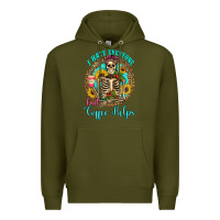 Army Green i hate everyone but coffee helps western skeleton coffee sunflowers Premium Hoodie - Artiststas