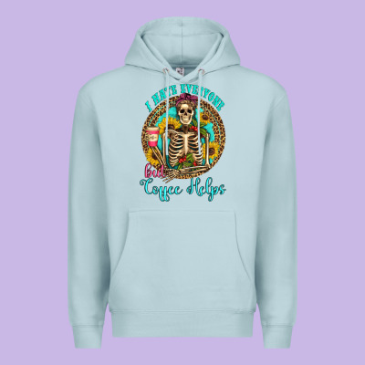 I Hate Everyone But Coffee Helps Western Skeleton Coffee Sunflowers Premium Hoodie Designed By Artiststas