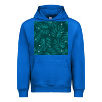 Cobalt Tropical  Leaves Seamless Pattern Urban Hoodie - BundleAndBundleShop