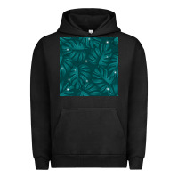 Pigment Black Tropical  Leaves Seamless Pattern Urban Hoodie - BundleAndBundleShop