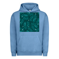 Pigment Pebble Blue Tropical  Leaves Seamless Pattern Urban Hoodie - BundleAndBundleShop