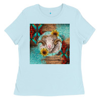 Baby Blue western merino Ladies Tee - BarkalooDesign