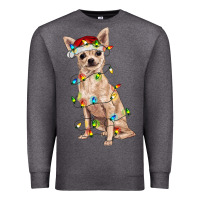 Charcoal Heather Chihuahua with christmas lights Premium Sweatshirt - RanaPortraitStore