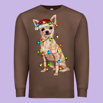Chihuahua With Christmas Lights Premium Sweatshirt Designed By Ranaportraitstore