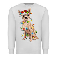 Dove Grey Chihuahua with christmas lights Premium Sweatshirt - RanaPortraitStore