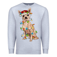 Heather Grey Chihuahua with christmas lights Premium Sweatshirt - RanaPortraitStore