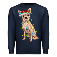 Navy Chihuahua with christmas lights Premium Sweatshirt - RanaPortraitStore