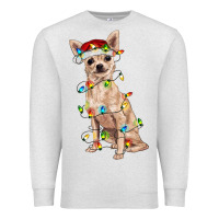 Oatmeal Heather Chihuahua with christmas lights Premium Sweatshirt - RanaPortraitStore