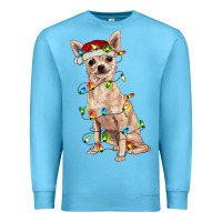 Ocean Blue Chihuahua with christmas lights Premium Sweatshirt - RanaPortraitStore
