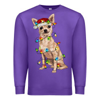 Purple Chihuahua with christmas lights Premium Sweatshirt - RanaPortraitStore