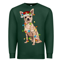 Sports Green Chihuahua with christmas lights Premium Sweatshirt - RanaPortraitStore