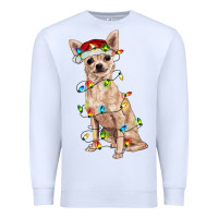 White Chihuahua with christmas lights Premium Sweatshirt - RanaPortraitStore