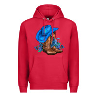 Cardinal valentines day blue boots cowgirl hat and roses Premium Hoodie - AdoDesignShop