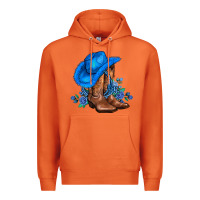 Carrot valentines day blue boots cowgirl hat and roses Premium Hoodie - AdoDesignShop
