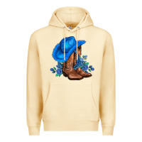 Pina Colada valentines day blue boots cowgirl hat and roses Premium Hoodie - AdoDesignShop