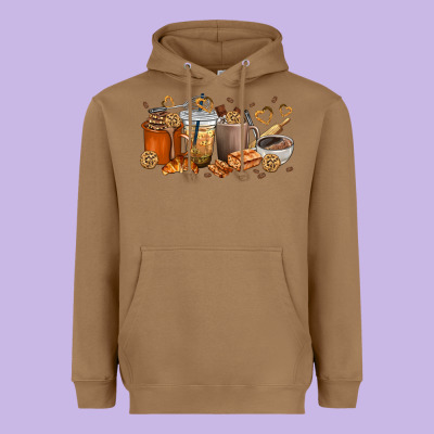 Cookie Coffee Cups Heavyweight Hoodie Designed By Texasbilliewilder