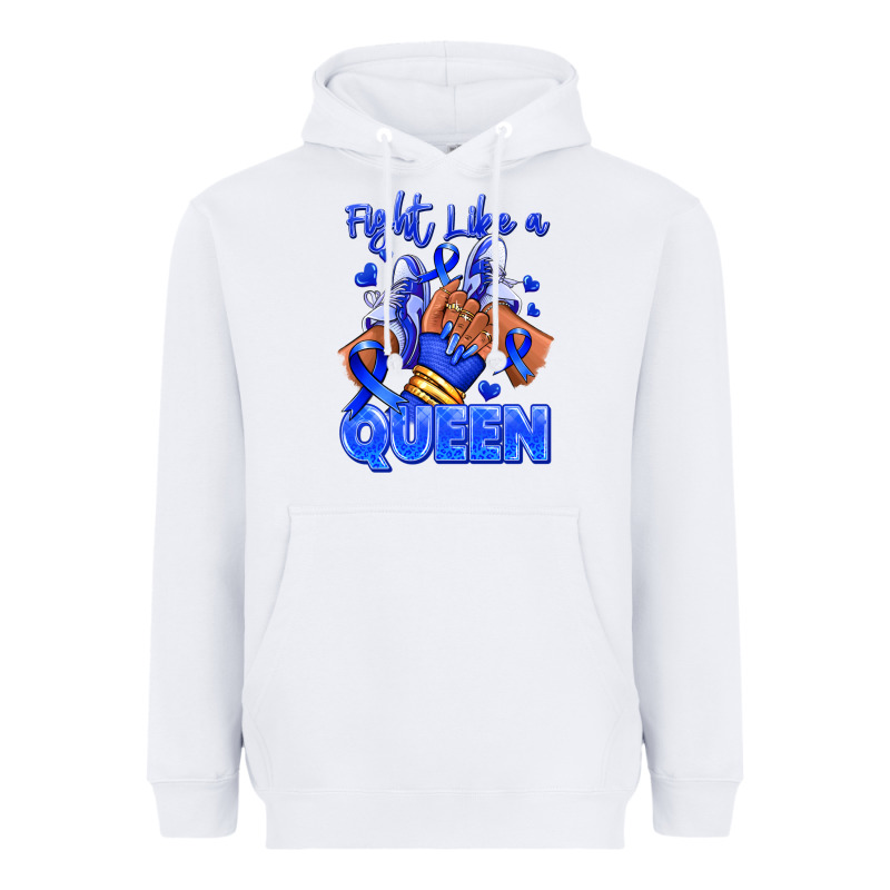 Fight Like A Queen Navy Blue Colon Cancer Afro Gir Heavyweight Hoodie by RanaPortraitStore | Teevron