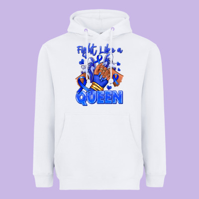 Heavyweight Hoodie fight like a queen navy blue colon cancer afro gir