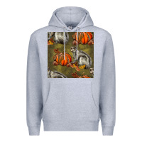 Heather Grey squirrel pumpkin seamless Premium Hoodie - BundleAndBundleShop