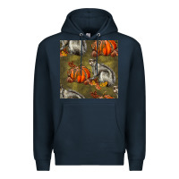 Navy squirrel pumpkin seamless Premium Hoodie - BundleAndBundleShop