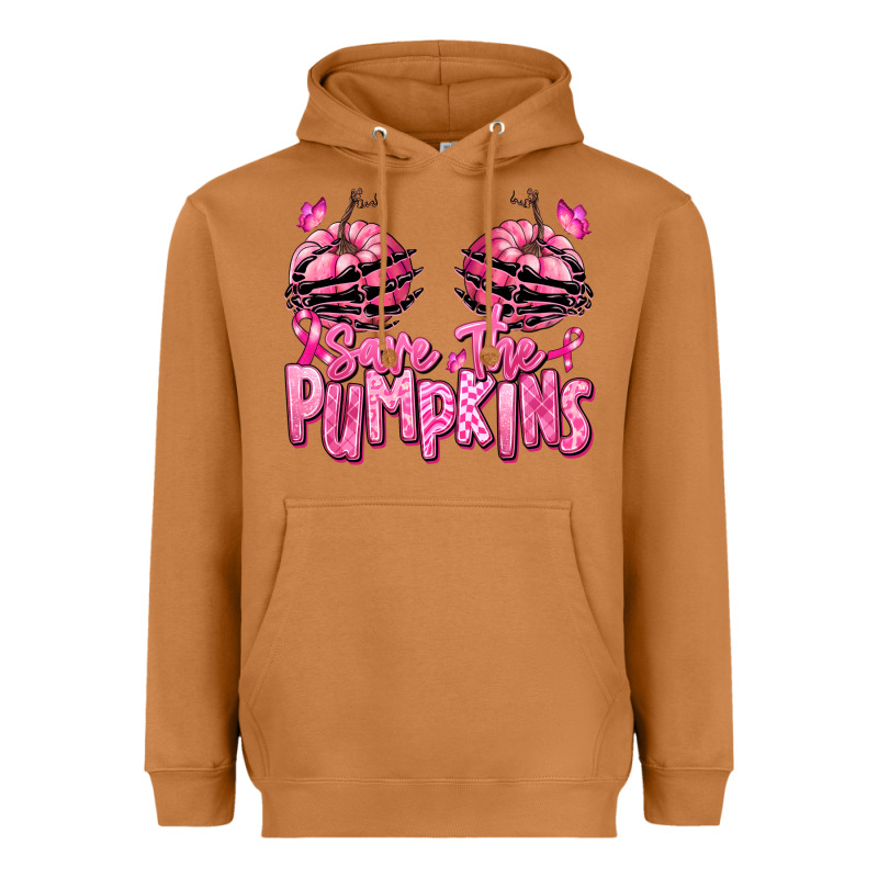 Save The Pumpkins Breast Cancer Heavyweight Hoodie by RanaPortraitStore | Teevron