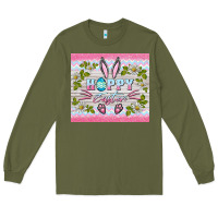 Army Green happy easter bunny Long Sleeve Tee - BarkalooDesign