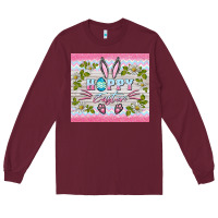 Burgundy happy easter bunny Long Sleeve Tee - BarkalooDesign