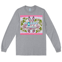 Heather Grey happy easter bunny Long Sleeve Tee - BarkalooDesign